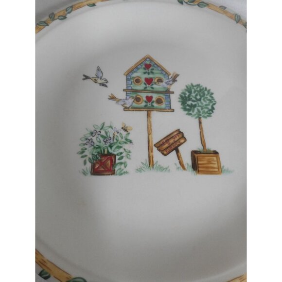Vintage Lot of 4 Thomson Pottery Birdhouse Topiary Salad Plates #2 - Picture 2 of 4